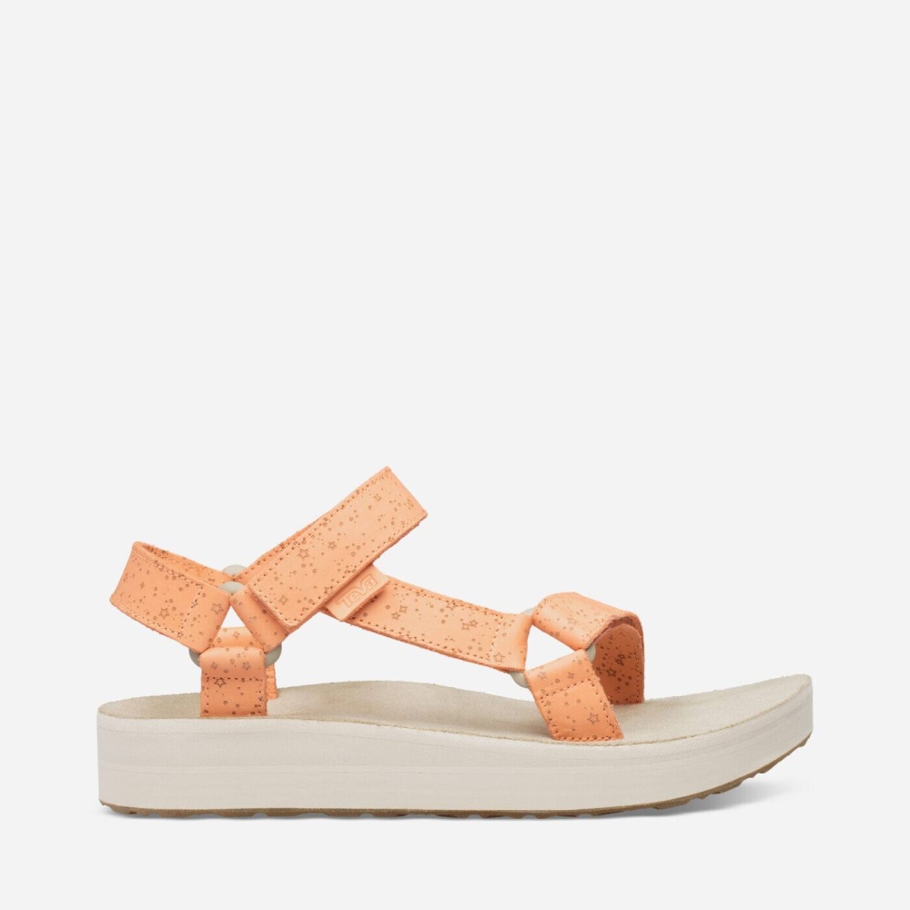 Teva Midform Universal Star - Women's Teva Sandals - Beige / Orange | India (OZAJ87536)